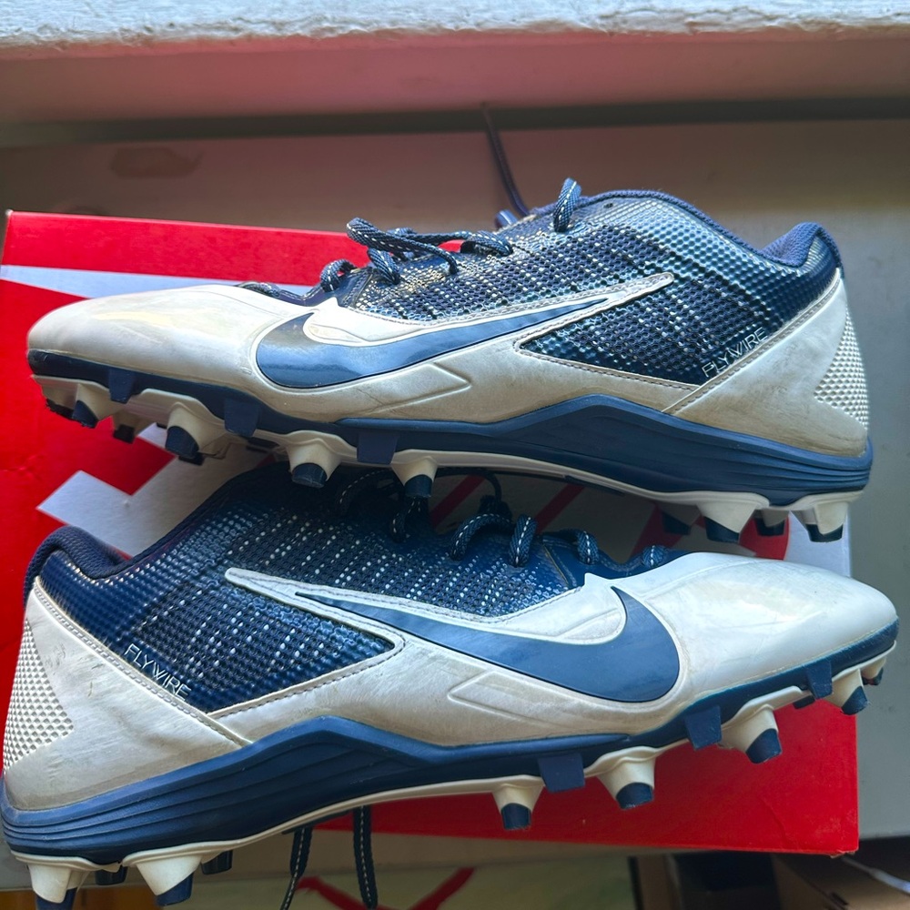 Men's White and Navy Football Cleats